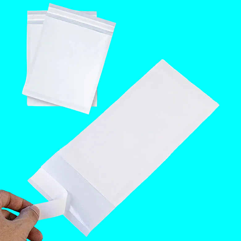 Eco-friendly glassine bag with self-adhesive strip for convenience
